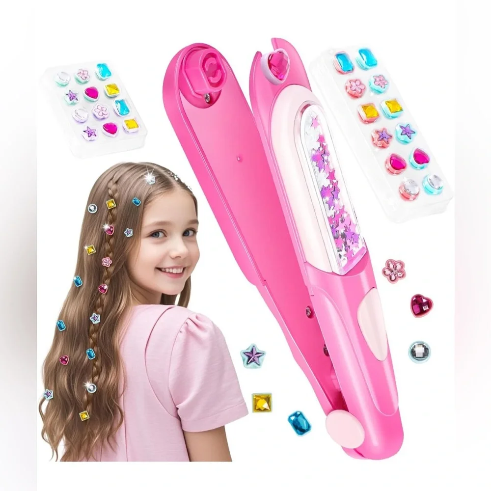Hair Gem Stamper Kit Pink Bling Hair Jewels Styling Tool for Girls NEW